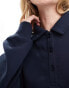 Stradivarius STR oversized polo top in navy