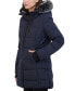 Women's Faux-Fur-Trim Hooded Puffer Coat Синий, XS - фото #4