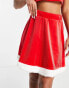 Фото #3 товара Threadbare santa Christmas velour mini skirt with faux fur trim