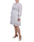 ფოტო #3 პროდუქტის Plus Size Long Sleeve Tiered Dress with Ruffled Neck