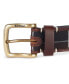 Men's Tartan-Trim Leather Belt