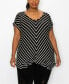 Фото #1 товара Plus Size Pointelle Stripe Mitered Twist Front Top