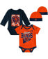 Newborn and Infant Boys and Girls Orange, Navy Chicago Bears Victory Formation Throwback Three-Piece Bodysuit and Knit Hat Set