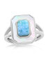 ფოტო #1 პროდუქტის Sterling Silver Larimar & MOP Rectangle Ring