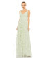 Women's Sequined Scallop Ruffle Tiered V-Neck Gown