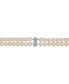 Freshwater Pearl (5-6mm) & Cubic Zirconia Double Strand 17" Collar Necklace in Sterling Silver