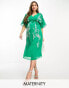 Фото #1 товара Hope & Ivy Maternity plunge front embroidered midi dress in green