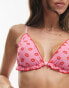 ASOS DESIGN 2 pack valentines lip scrunch triangle bra in red & pink