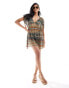 Accessorize crochet v neck mini beach dress in multi