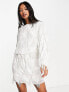 ASOS DESIGN embellished fringe batwing mini dress in white