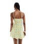 Kiss The Sky ruched slip mini dress in yellow floral gelb geblümt, 34 - фото #4