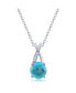 Фото #1 товара Sterling Silver Round Turquoise w/ White Topaz Pendant