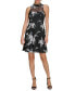 Women's Printed Sleeveless Fit & Flare Lace Dress