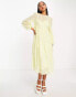 ASOS DESIGN tiered midi dress in fluffy texture in pale yellow