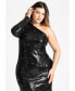 ფოტო #2 პროდუქტის Plus Size One Shoulder Mini With Rhinestone