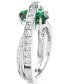 Silver-Tone Hyperbola Green Crystal Cocktail Ring