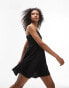 Topshop strappy flippy mini dress in black Черный, 40 - фото #2