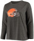 ფოტო #3 პროდუქტის Women's Plus Size Charcoal Cleveland Browns Primary Logo Long Sleeve T-shirt