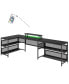 U-Shaped Desk With Shelve And LED Lights