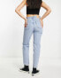 Фото #4 товара Pull&Bear ripped mom jeans in light blue