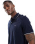 GANT logo tipped pique polo in navy