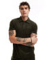 Brave Soul towelling co-ord polo shirt in khaki