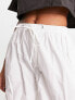 Фото #2 товара Bershka tie waist nylon cargo parachute trousers in white