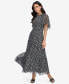 Фото #3 товара Women's Printed Jewel-Neck Cape-Overlay Dress