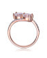 ფოტო #3 პროდუქტის Sterling Silver with Rose Gold Plated Two Clear Round Cubic Zirconias with Clear Round Cubic Zirconias Partial Pave Twisted Style