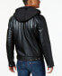 Фото #2 товара MICHAEL Kors Men's Faux-Leather Hooded Bomber Jacket, Created for Macy's