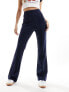 Vila high waisted pin tuck pull on trousers in navy