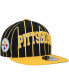 ფოტო #1 პროდუქტის Men's Black, Gold Pittsburgh Steelers Pinstripe City Arch 9Fifty Snapback Hat