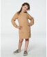 Фото #2 товара Big Girls Long Sleeve Shiny Quilted Dress With Pocket Golden Brown