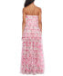 Фото #2 товара Juniors' Floral Print Ruffled Strapless Gown
