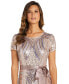 Фото #3 товара Women's Sequin Embellished Short-Sleeve Gown