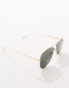 Фото #2 товара AIRE alpha metal aviator sunglasses in gold with green lens