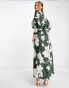 Фото #4 товара ASOS DESIGN satin maxi dress with batwing sleeve in large stencil floral
