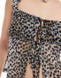 Reclaimed Vintage split front ruched top in leopard print Разноцветный, S - EU 36-38 - фото #4