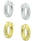 ფოტო #4 პროდუქტის 2-Pc. Set Textured Small Huggie Hoop Earrings in Sterling Silver & 18k Gold-Plate, 15mm