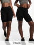 Фото #2 товара ASOS DESIGN Hourglass 2 pack basic legging shorts in black