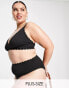 Фото #1 товара Peek & Beau Curve Exclusive scallop high waist bikini bottom in black