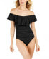 ფოტო #1 პროდუქტის Island Goddess Off-The-Shoulder Ruffled Tummy-Control One-Piece Swimsuit