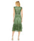 Фото #2 товара Women's Sequined Wrap Over Cap Sleeve Ruffle Hem Dress