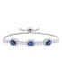 Lab Created Sapphire and Cubic Zirconia Emerald-Cut Adjustable Bolo Bracelet in Fine Silver Plate