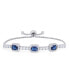 Lab Created Sapphire and Cubic Zirconia Emerald-Cut Adjustable Bolo Bracelet in Fine Silver Plate