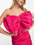 Forever New fallen shoulder bow mini dress in pink