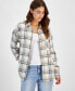 ფოტო #1 პროდუქტის Juniors' Girlfriend Frayed-Hem Plaid Shirt