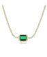 Фото #1 товара Sterling Silver Asscher-Cut Emerald CZ Tennis Choker - Gold Plated