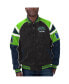Фото #1 товара Men's Black Seattle Seahawks Faux Suede Raglan Full-Zip Varsity Jacket