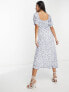 Forever New puff sleeve maxi dress in ditsy blue floral